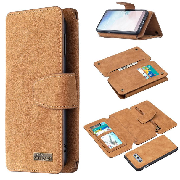 Samsung Galaxy S10e Detachable Frosted Magnetic Horizontal Flip PU Leather Case with Card Slots & Holder & Zipper Wallet & Photo Frame(Brown)