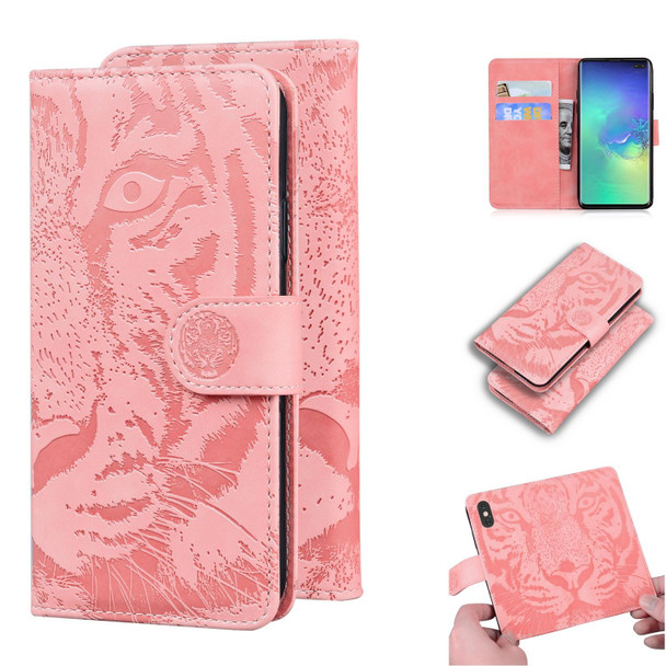 Samsung Galaxy S10 Plus Tiger Embossing Pattern Horizontal Flip Leather Case with Holder & Card Slots & Wallet(Pink)
