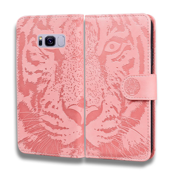 Samsung Galaxy S8 Plus Tiger Embossing Pattern Horizontal Flip Leather Case with Holder & Card Slots & Wallet(Pink)