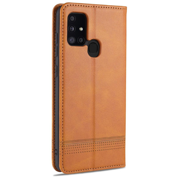 Samsung Galaxy A21s AZNS Magnetic Calf Texture Horizontal Flip Leather Case with Card Slots & Holder & Wallet(Light Brown)