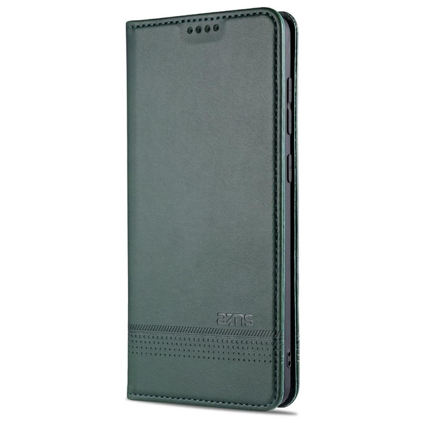 Samsung Galaxy A21s AZNS Magnetic Calf Texture Horizontal Flip Leather Case with Card Slots & Holder & Wallet(Dark Green)