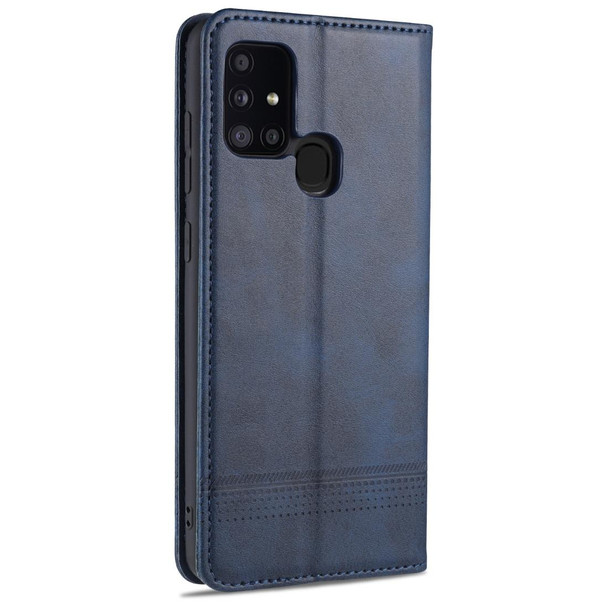 Samsung Galaxy A21s AZNS Magnetic Calf Texture Horizontal Flip Leather Case with Card Slots & Holder & Wallet(Dark Blue)