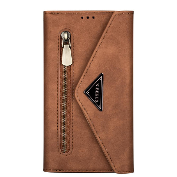 Samsung Galaxy J5 (2017) / J530 EU Version Skin Feel Zipper Horizontal Flip Leather Case with Holder & Card Slots & Photo Frame & Lanyard & Long Rope(Brown)