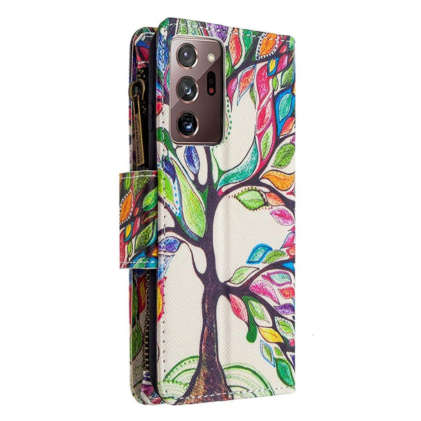 Samsung Galaxy Note20 Ultra 5G Colored Drawing Pattern Zipper Horizontal Flip Leather Case with Holder & Card Slots & Wallet(Tree)