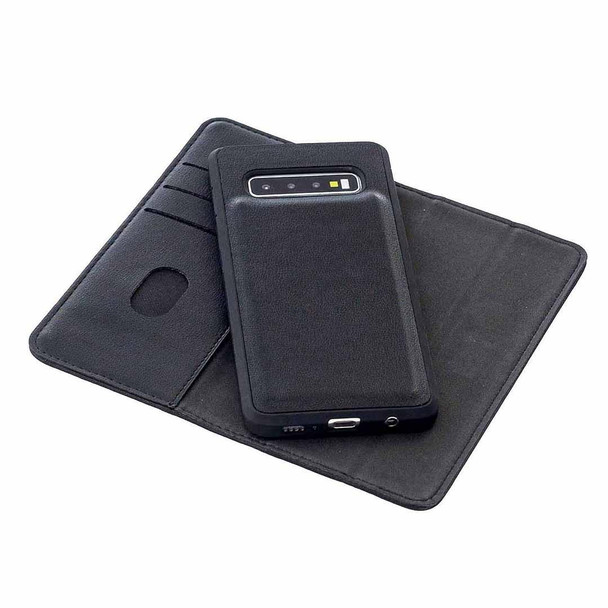 Samsung Galaxy S10 2 in 1 Detachable Magnetic Horizontal Flip Genuine Leather Case with Holder & Card Slots & Wallet(Black)