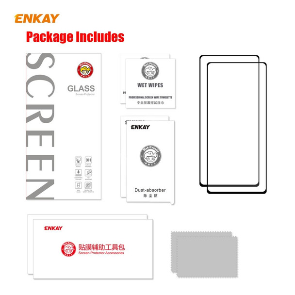 2 PCS - Samsung Galaxy Note 20 ENKAY Hat-Prince Full Glue 0.2mm 9H 2.5D Tempered Glass Full Coverage Film Support Fingerprint Unlock