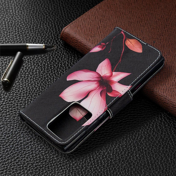 Samsung Galaxy Note20 Ultra Colored Drawing Pattern Horizontal Flip Leather Case with Holder & Card Slots & Wallet(Lotus)