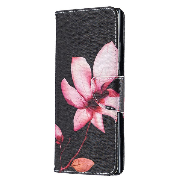 Samsung Galaxy Note20 Ultra Colored Drawing Pattern Horizontal Flip Leather Case with Holder & Card Slots & Wallet(Lotus)