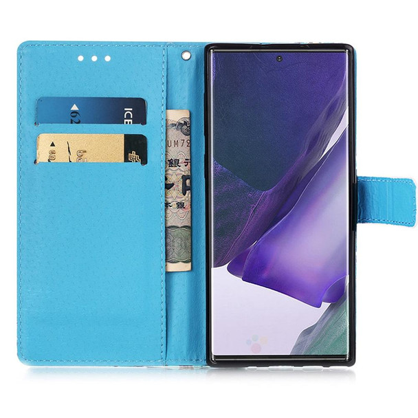 Samsung Galaxy Note20 Ultra Colored Drawing Pattern Plain Weave Horizontal Flip Leather Case with Holder & Card Slot & Wallet & Lanyard(Waves And Sun)