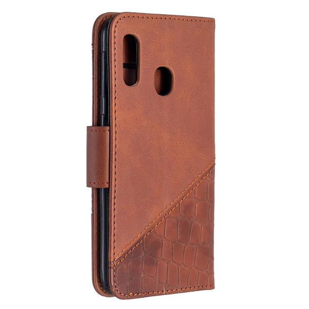 Samsung Galaxy A20e Matching Color Crocodile Texture Horizontal Flip PU Leather Case with Wallet & Holder & Card Slots(Brown)