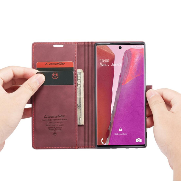 Samsung Galaxy Note20 CaseMe Multifunctional Horizontal Flip Leather Case, with Card Slot & Holder & Wallet(Wine Red)