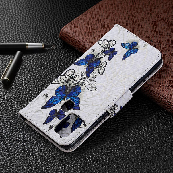 Samsung Galaxy A21s Colored Drawing Horizontal Flip Leather Case with Holder & Card Slots & Wallet(Butterflies)