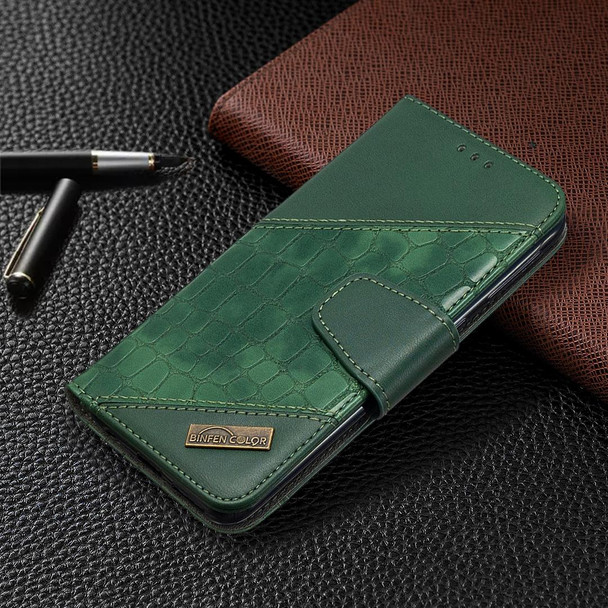 Samsung Galaxy A40 Matching Color Crocodile Texture Horizontal Flip PU Leather Case with Wallet & Holder & Card Slots(Green)