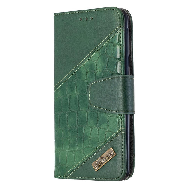 Samsung Galaxy A40 Matching Color Crocodile Texture Horizontal Flip PU Leather Case with Wallet & Holder & Card Slots(Green)