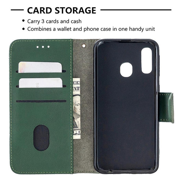 Samsung Galaxy A40 Matching Color Crocodile Texture Horizontal Flip PU Leather Case with Wallet & Holder & Card Slots(Green)