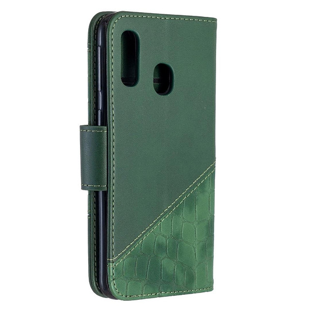 Samsung Galaxy A40 Matching Color Crocodile Texture Horizontal Flip PU Leather Case with Wallet & Holder & Card Slots(Green)