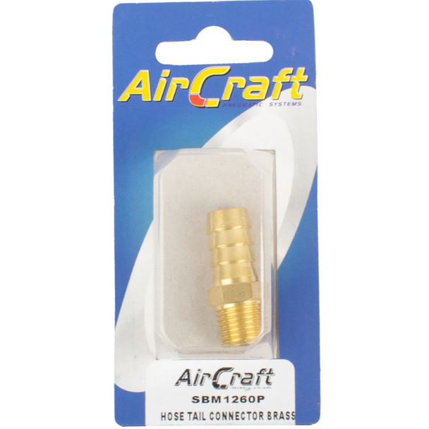 HOSE TAIL CONNECTOR BRASS 1/4MX12MM 1PC PACK