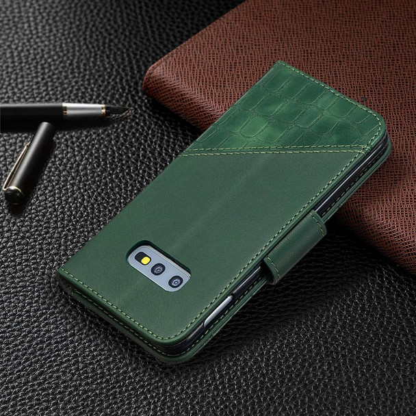 Samsung Galaxy S10e Matching Color Crocodile Texture Horizontal Flip PU Leather Case with Wallet & Holder & Card Slots(Green)