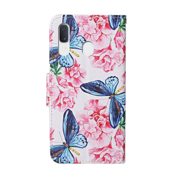 Samsung Galaxy A40 Colored Drawing Pattern Horizontal Flip Leather Case with Holder & Card Slots & Wallet(Butterfly and Flowers)