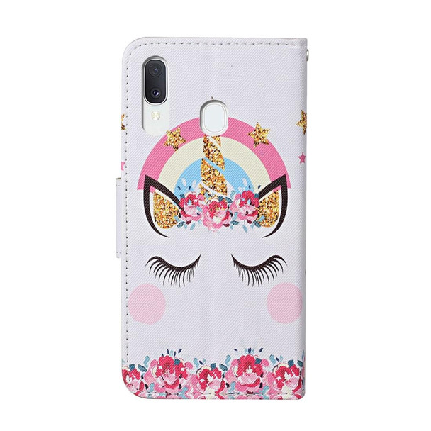 Samsung Galaxy A20 / A30 Colored Drawing Pattern Horizontal Flip Leather Case with Holder & Card Slots & Wallet(Unicorn)