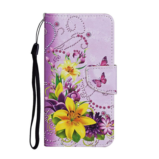 Samsung Galaxy S10 Colored Drawing Pattern Horizontal Flip Leather Case with Holder & Card Slots & Wallet & Lanyard(Yellow Flower Butterfly)