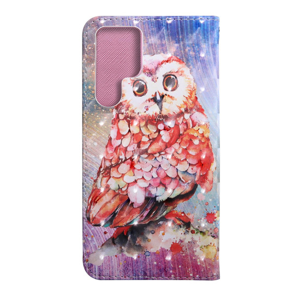 Samaung Galaxy S22 Ultra 5G 3D Painted Pattern Horizontal Flip Leather Phone Case with Holder & Lanyard(Color Owl)