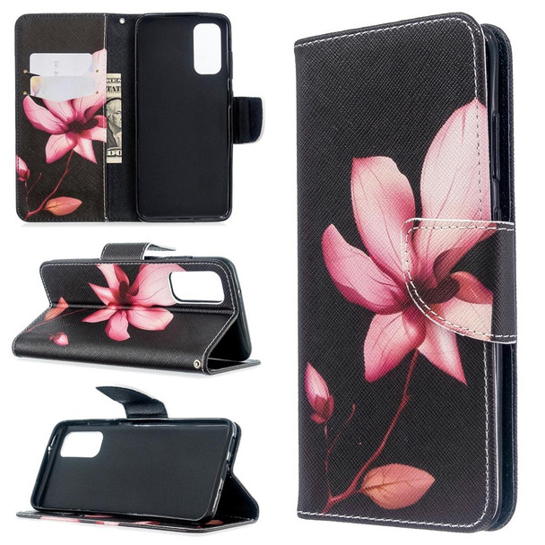 Galaxy S20 Colored Drawing Pattern Horizontal Flip Leather Case with Holder & Card Slots & Wallet(Lotus)