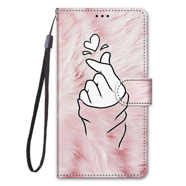 Samsung Galaxy Note20 Ultra Coloured Drawing Cross Texture Horizontal Flip PU Leather Case with Holder & Card Slots & Wallet & Lanyard(Pink Hands Than Hearts)