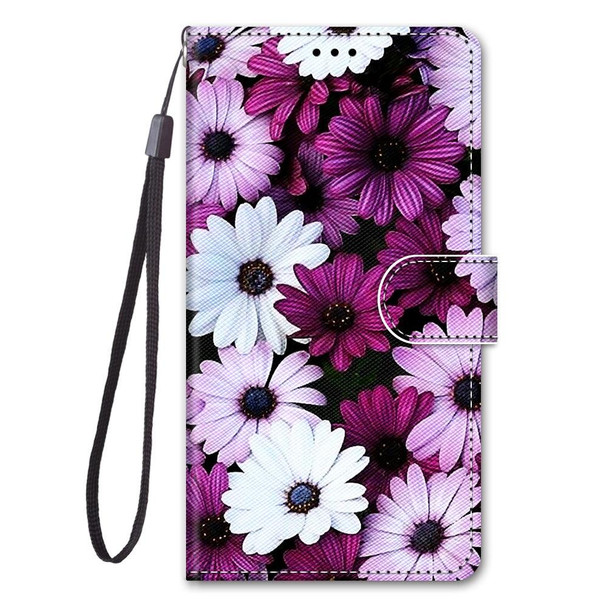 Samsung Galaxy A71 5G Coloured Drawing Cross Texture Horizontal Flip PU Leather Case with Holder & Card Slots & Wallet & Lanyard(Chrysanthemum Pink White Purple)