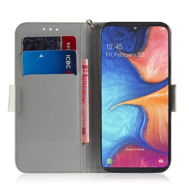 Galaxy M30s 3D Colored Drawing Horizontal Flip Leather Case with Holder & Card Slot & Wallet & Lanyard(Watercolor Flower)