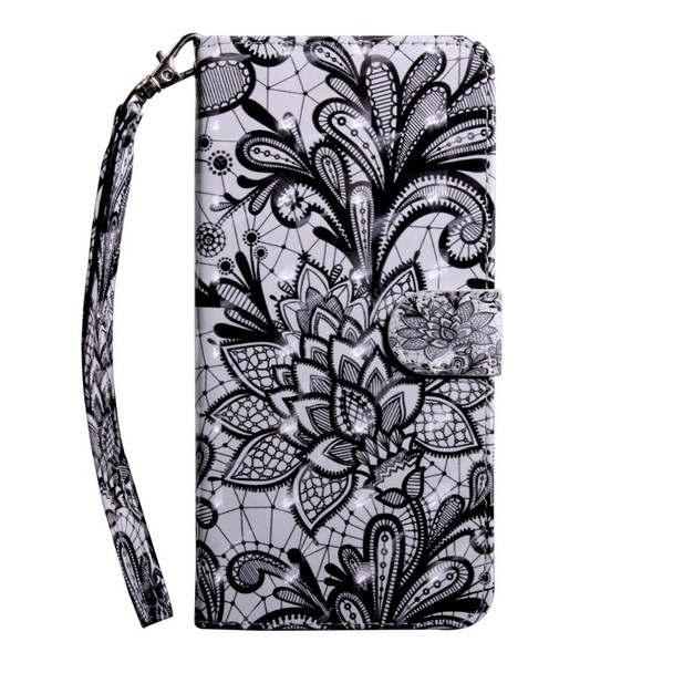 3D Painting Pattern Coloured Drawing Horizontal Flip TPU + PU Leatherette Case with Holder & Card Slots & Wallet, For:For Galaxy A40(Black Lace)