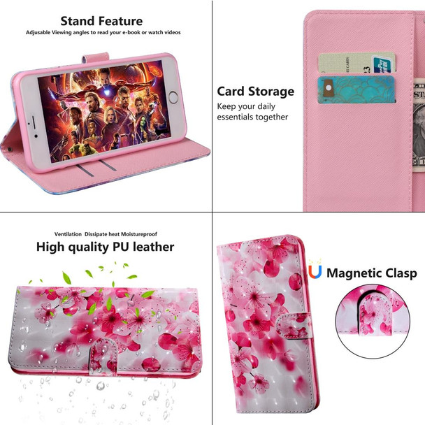 3D Painting Pattern Coloured Drawing Horizontal Flip TPU + PU Leatherette Case with Holder & Card Slots & Wallet - Huawei Honor 20i(Red FLower)