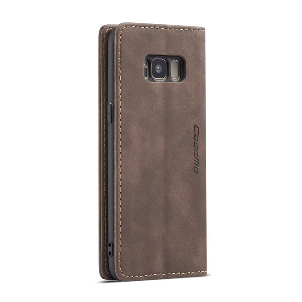 CaseMe-013 Multifunctional Retro Frosted Horizontal Flip Leatherette Case with Card Slot & Holder & Wallet for Galaxy S8(Coffee)