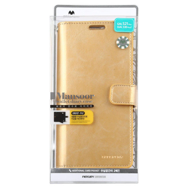 Samsung Galaxy S21+ 5G GOOSPERY Mansoor Series Crazy Horse Texture Horizontal Flip Leather Case With Bracket & Card Slot & Wallet (Gold)