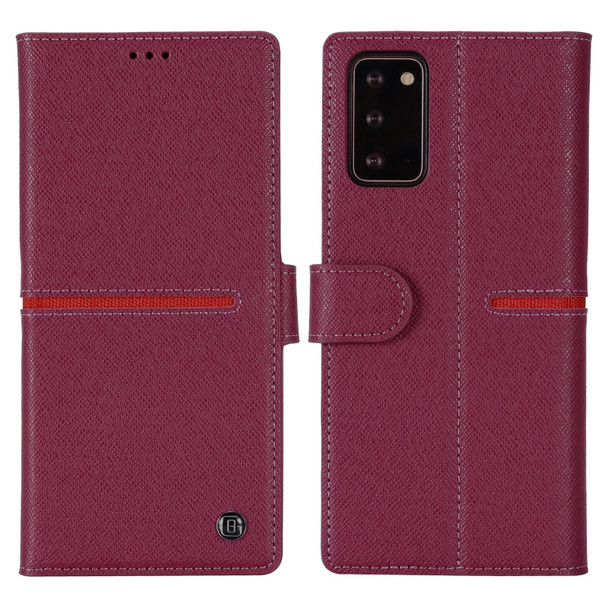 Samsung Galaxy Note 20 GEBEI Top-grain Leather Horizontal Flip Protective Case with Holder & Card Slots & Wallet & Photo Frame(Wine Red)