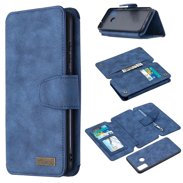 Huawei Honor 9X Lite Detachable Frosted Magnetic Horizontal Flip Leather Case with Card Slots & Holder & Zipper Wallet & Photo Frame(Blue)