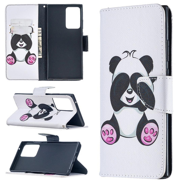 Samsung Galaxy Note20 Ultra Colored Drawing Pattern Horizontal Flip Leather Case with Holder & Card Slots & Wallet(Panda)