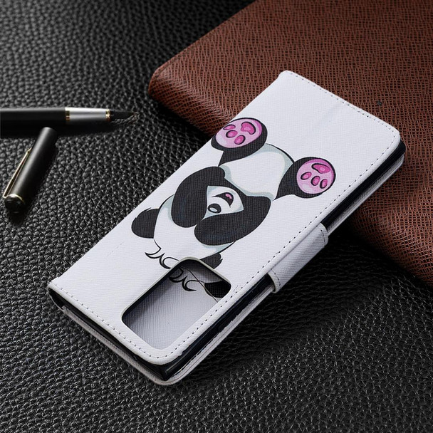 Samsung Galaxy Note20 Ultra Colored Drawing Pattern Horizontal Flip Leather Case with Holder & Card Slots & Wallet(Panda)