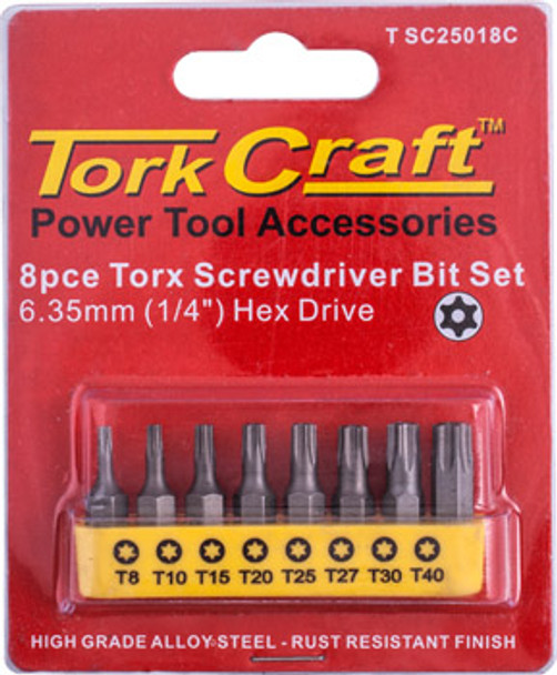 S/D TORX TAMP.RES. BIT SET 8PCE