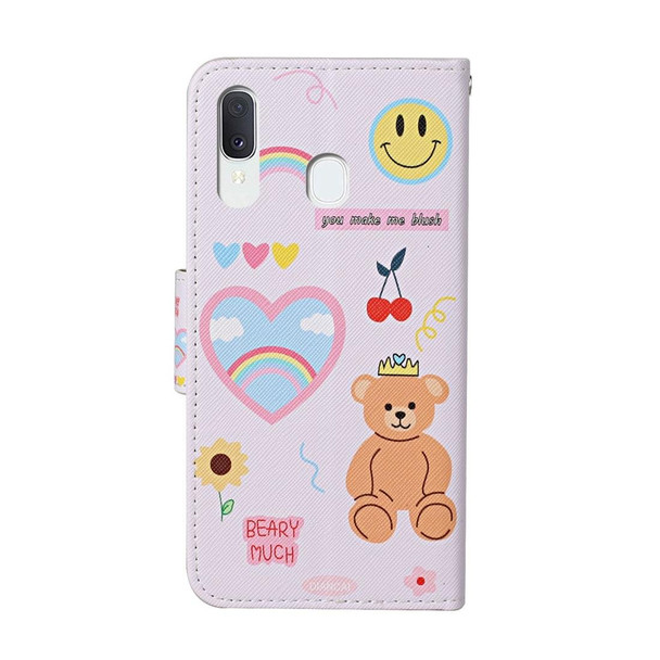 Samsung Galaxy A20 / A30 Colored Drawing Pattern Horizontal Flip Leather Case with Holder & Card Slots & Wallet(Bear)