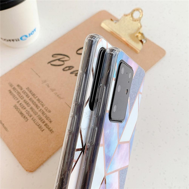 Galaxy S20 Plus Plating Colorful Geometric Pattern Mosaic Marble TPU Mobile Phone Case(Blue PJ4)