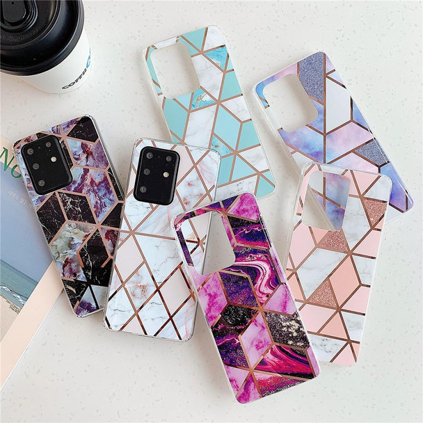 Galaxy S20 Plus Plating Colorful Geometric Pattern Mosaic Marble TPU Mobile Phone Case(Black PJ6)