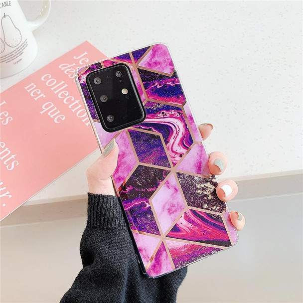 Galaxy A51 Plating Colorful Geometric Pattern Mosaic Marble TPU Mobile Phone Case(Magenta PJ5)