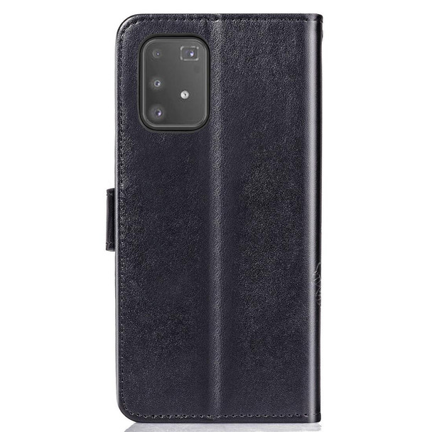 Galaxy S10 Lite / A91 / M80s Lucky Clover Pressed Flowers Pattern Leather Case with Holder & Card Slots & Wallet & Hand Strap(Black)