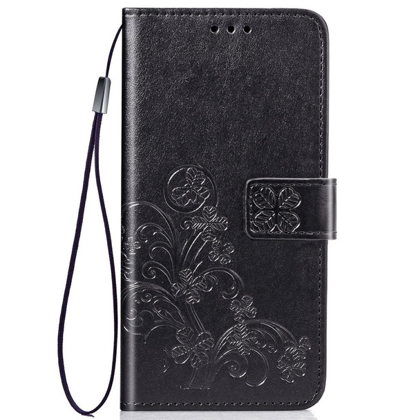 Galaxy S10 Lite / A91 / M80s Lucky Clover Pressed Flowers Pattern Leather Case with Holder & Card Slots & Wallet & Hand Strap(Black)