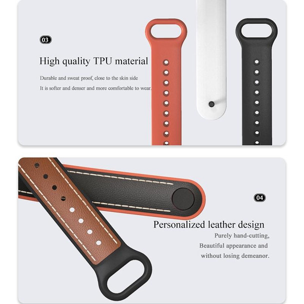 Xiaomi Mi Band 5/6/7 MIJOBS TPU + Leather Watch Band(Brown+Black)