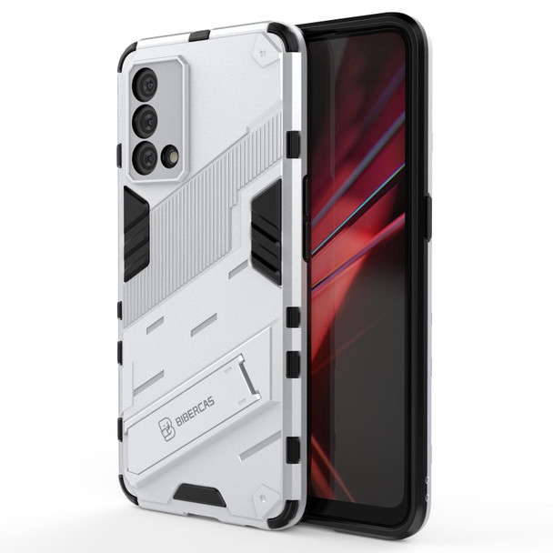 OPPO K9 Punk Armor 2 in 1 PC + TPU Shockproof Case with Invisible Holder(White)