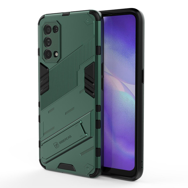 OPPO Reno5 5G Punk Armor 2 in 1 PC + TPU Shockproof Case with Invisible Holder(Green)