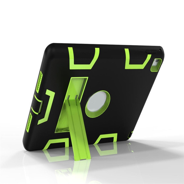 iPad 9.7(2017) Shockproof PC + Silicone Protective Casewith Holder(Black Yellow Green)