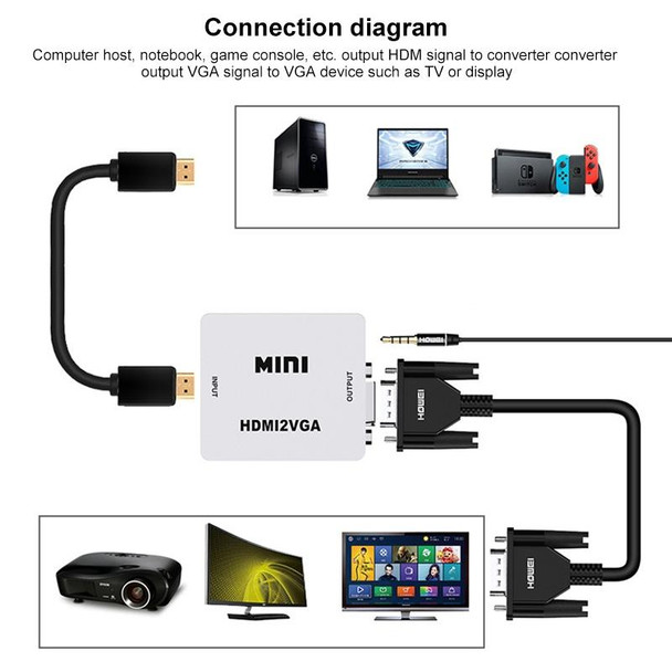 HOWEI HW-2109 Mini HDMI to VGA Video Audio Converter (Black)